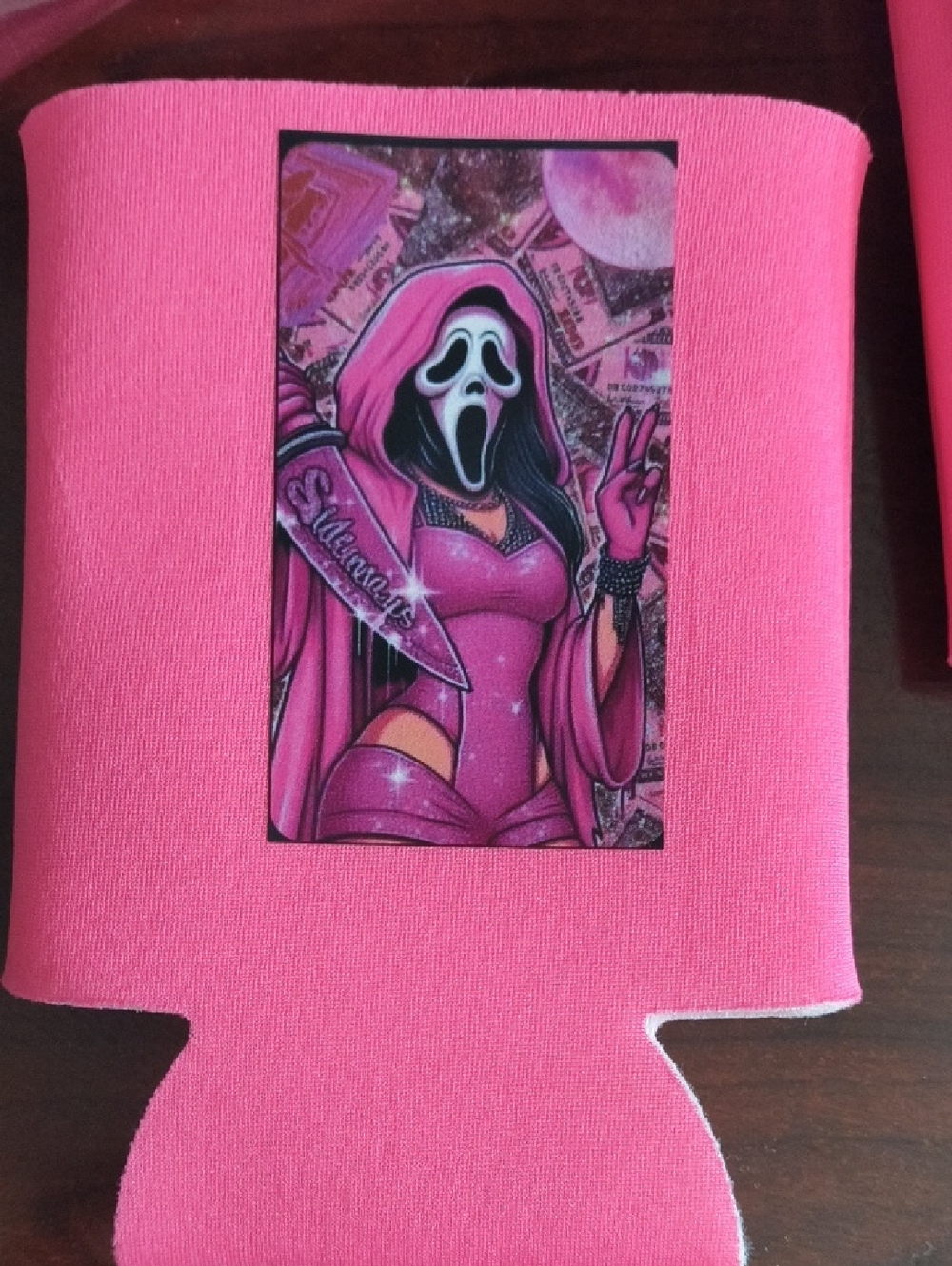 Pink Scream Masked Femme Can Cooler